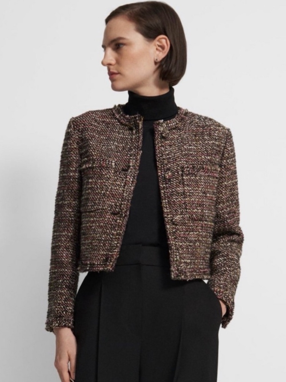 Theory Multi-Color Tweed Cropped Jacket - Picture 3 of 8